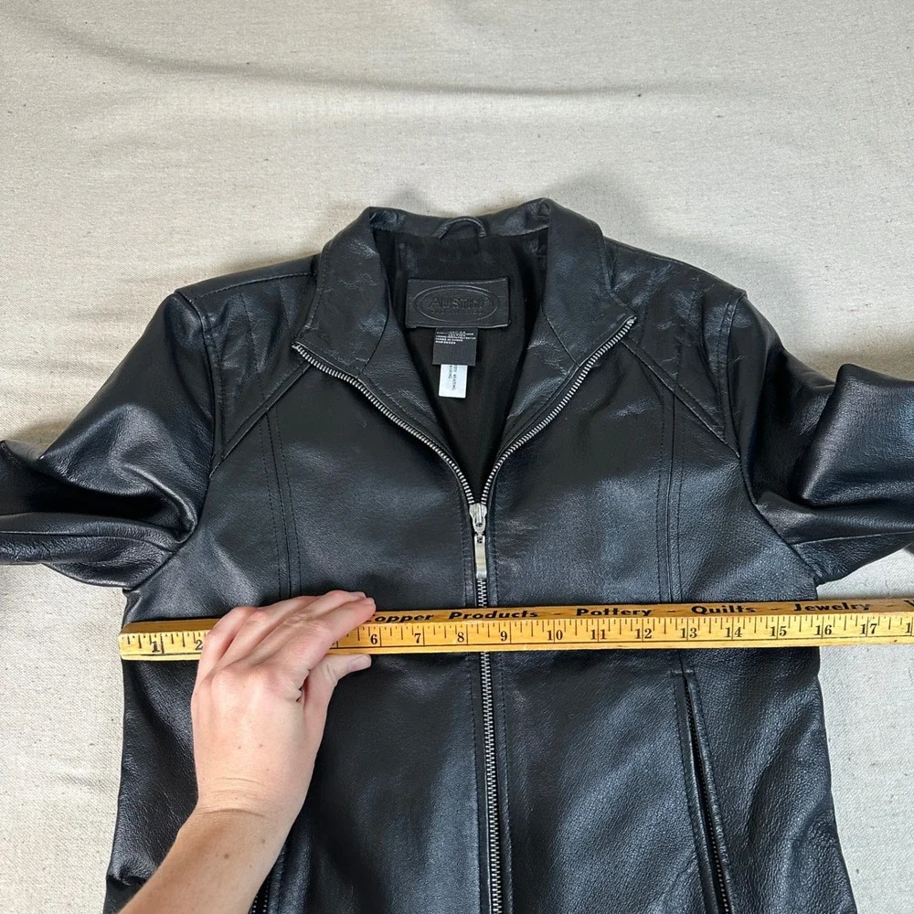 Austin Clothing Co Black Genuine Leather‎ Moto Biker Jacket Size Small Women